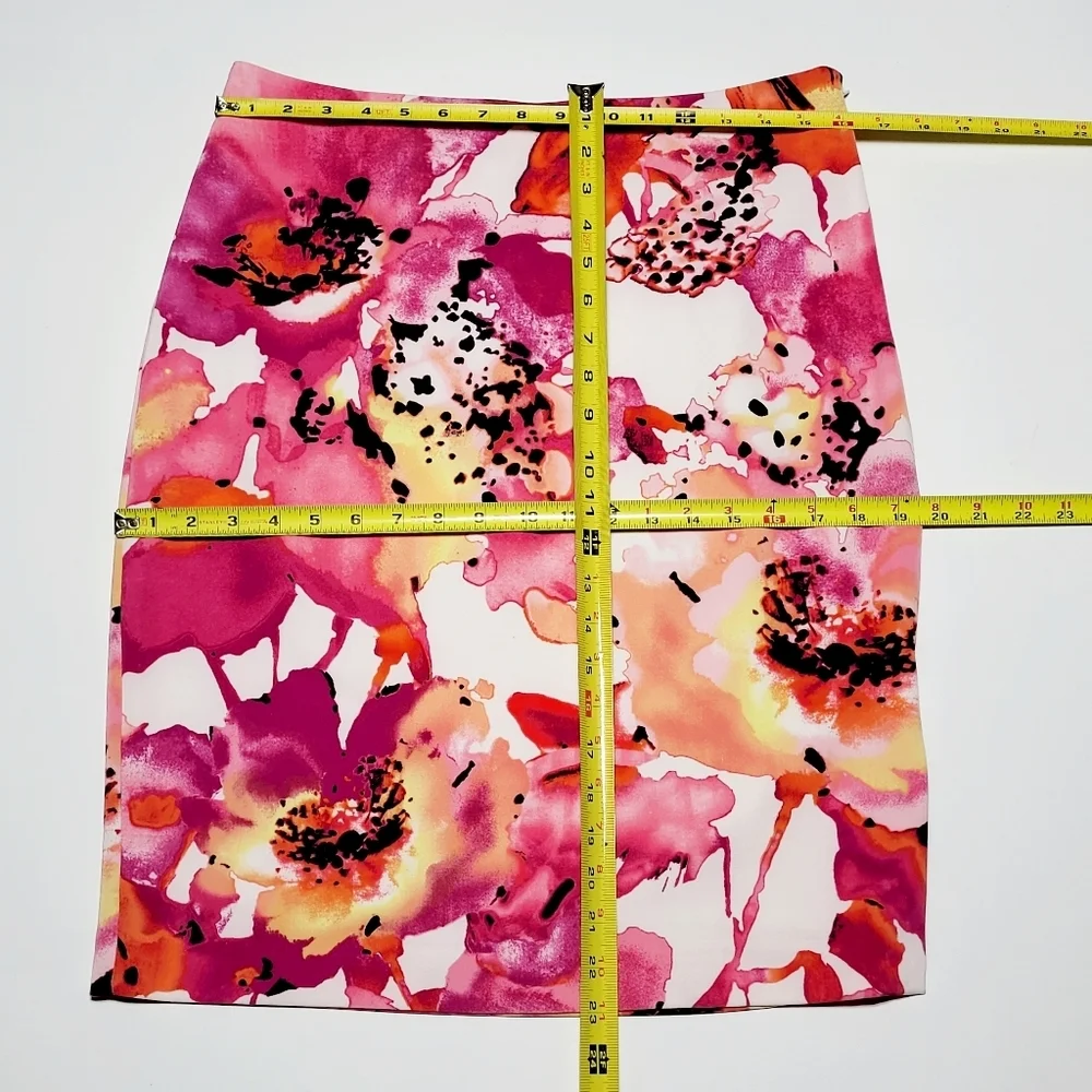 Y2K Worthington Floral Splash of Pink Stretch Pencil Skirt Women's (8P) - Picture 8 of 9